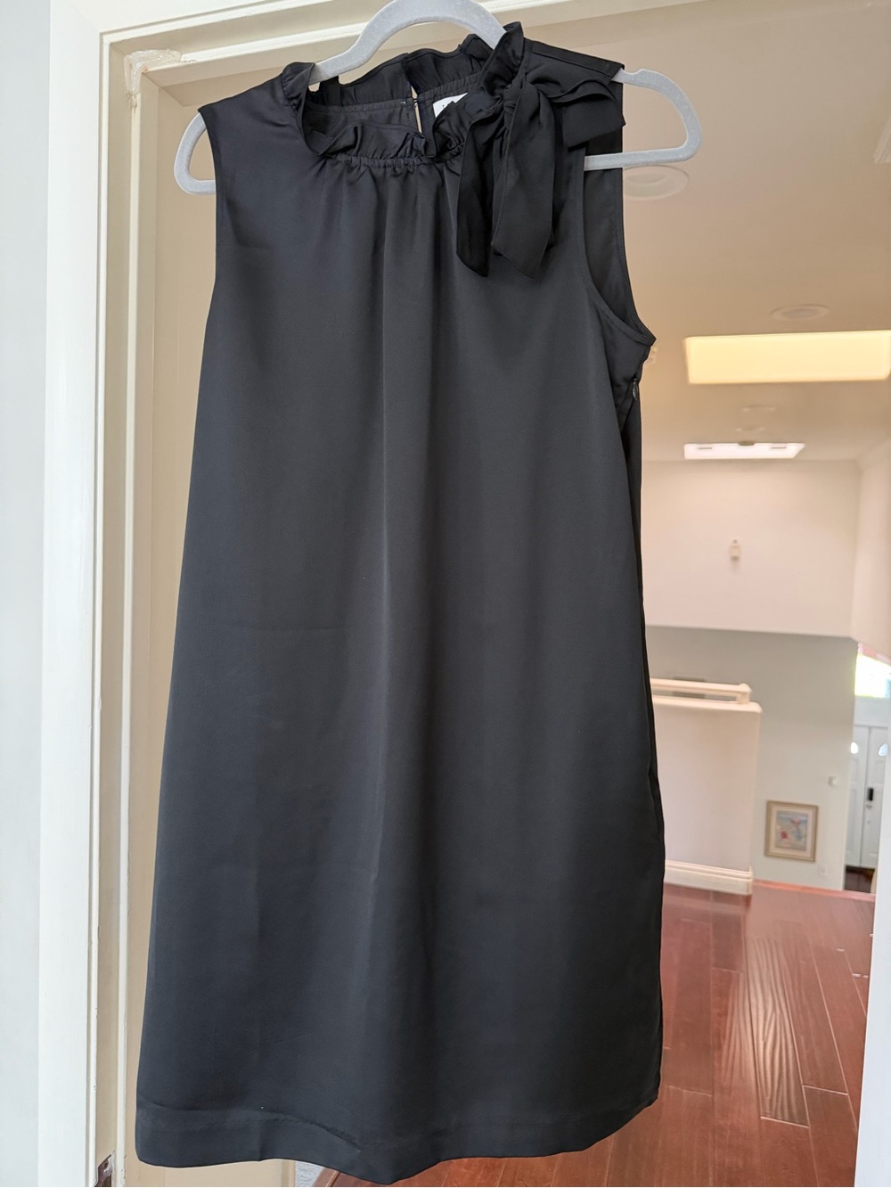 J. Crew Sleeveless Black Tie-Neck Shift Dress - Women